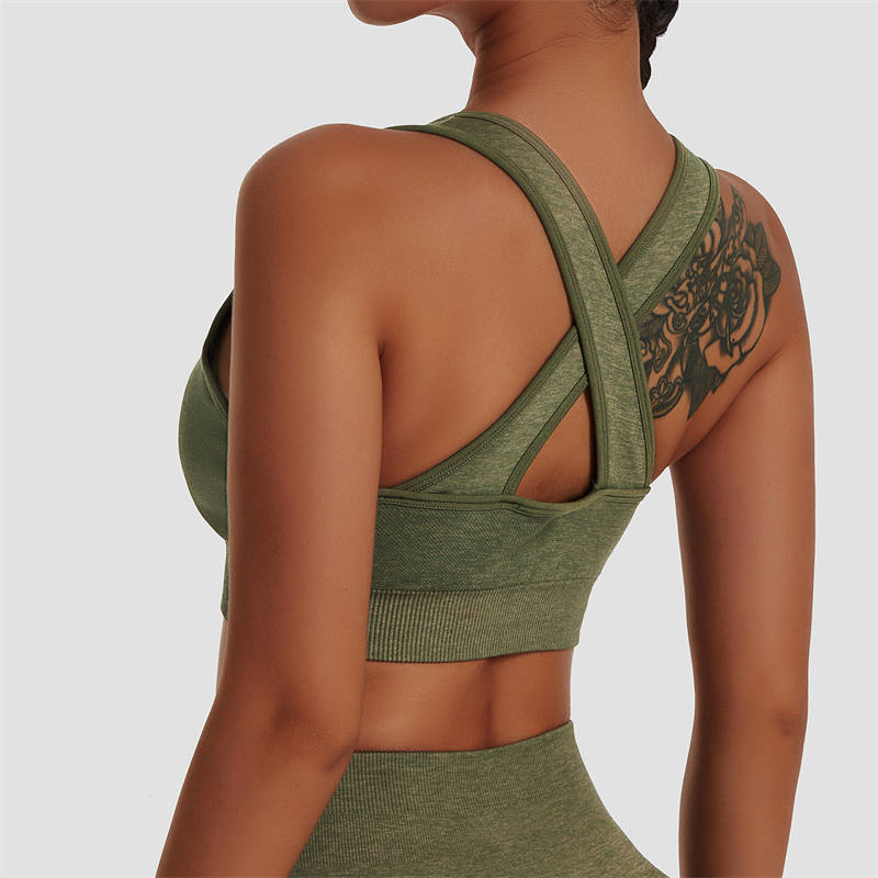 Wholesale Double Shoulder Strap Cross Back Sports Bra